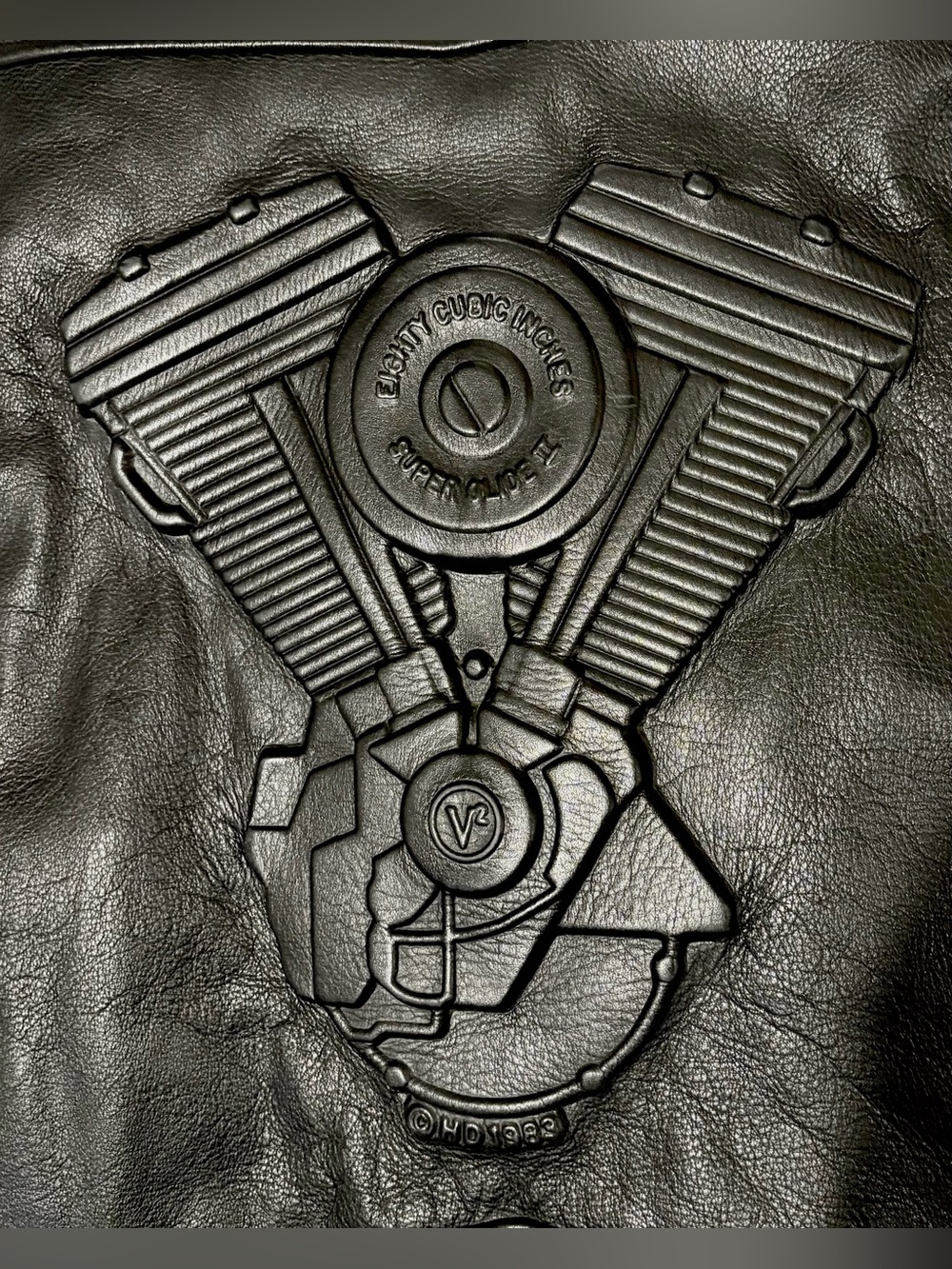 Authentic Harley-Davidson Embossed V Twin Engine Black Leather Jacket XXL Zip